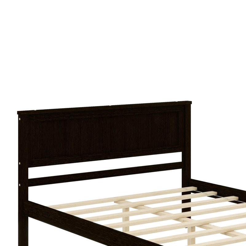 Platform Bed With Headboard, Espresso, Full / Double