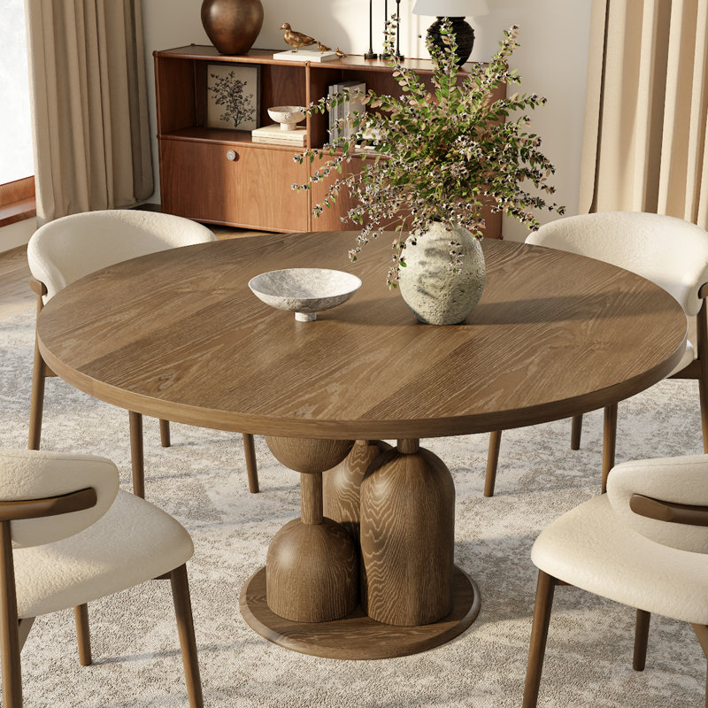 Table de salle à manger en bois de noyer foncé 47 po / 53 po / 59 po Amberly, H 29,52 po x l 59,06 po x P 59,06 po