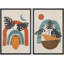 Soleil et lune, croissant de lune, soleil, plantes géométriques, illustrations abstraites, formes modernes-100707798-100707799