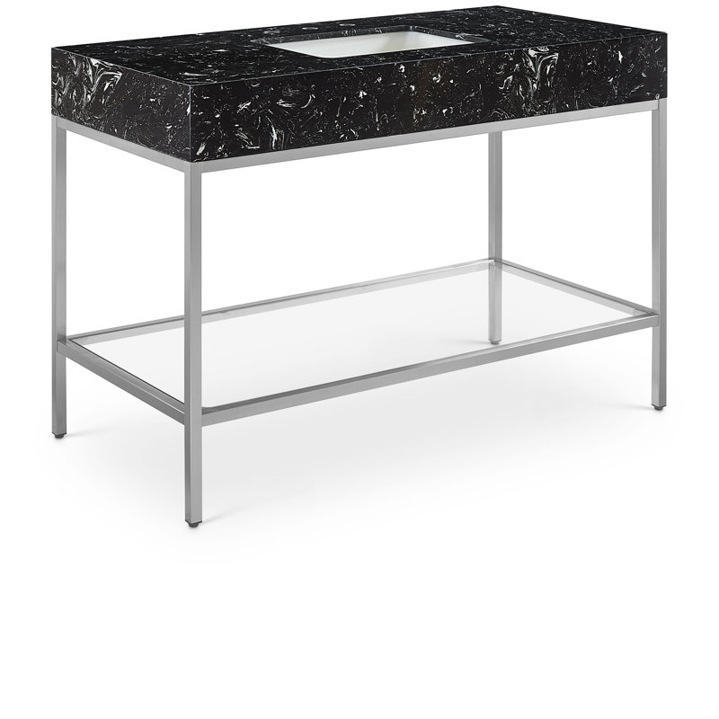 Marmo 48" Single Bathroom Vanity, Black, Brushed Chrome