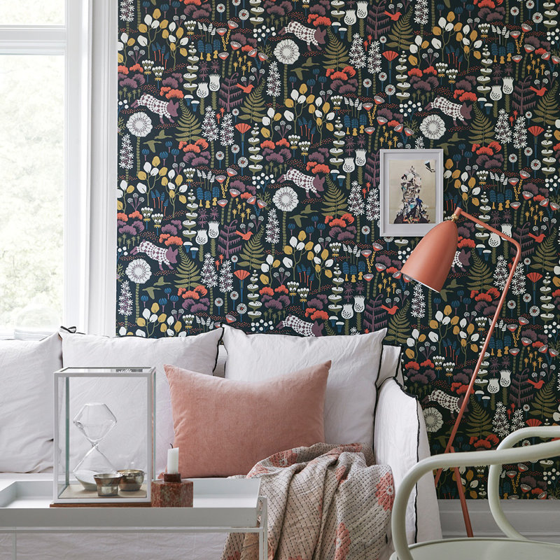 Boråstapeter Hoppmosse Wallpaper, Navy/Green/White