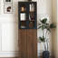 Armoire de rangement H 70,87 po, étagère de rangement coulissante multi-fonctions à 4 niveaux et 2 portes en verre, grande bibliothèque moderne en bois pour le bureau à domicile-1011049015