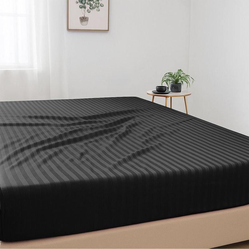 Shaneca Microfiber Machine Woven Fitted Sheet, Black, Single (3')