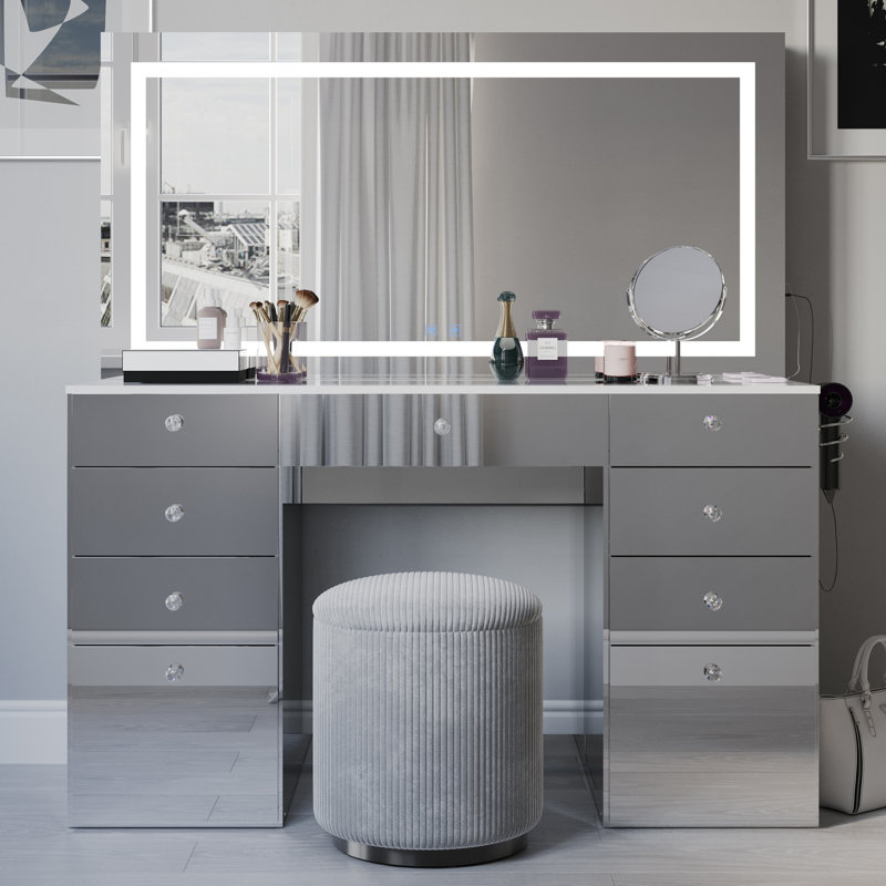 Selina Extra-Large Vanity Table with Speakers & Storage