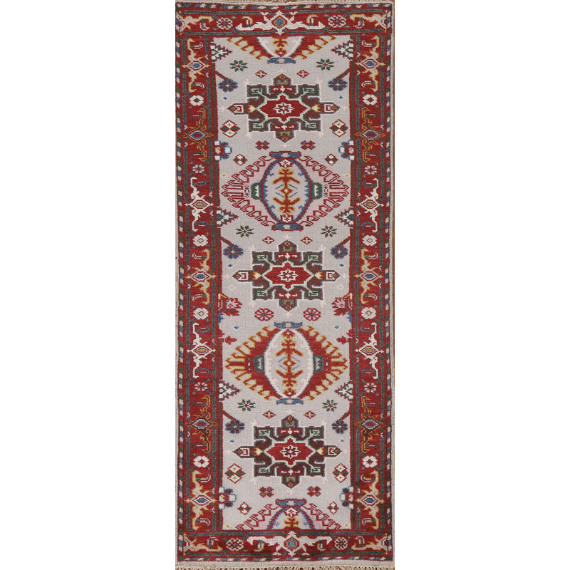 Tapis de couloir gris en laine 3x8