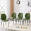4 ensembles de chaises de salle à manger en polyuréthane vert olive rétro avec un coussin spacieux et confortable. Plusieurs couleurs disponibles, avec des pieds en métal noir et des pieds réglables, convenant à la salle à manger, au bureau, etc.