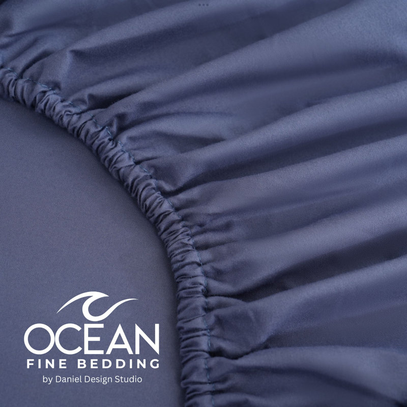 OCEAN FINE BEDDING Microfiber Flatweave Sheet Set, Blue, King Sheet Set with 2 Pillowcases