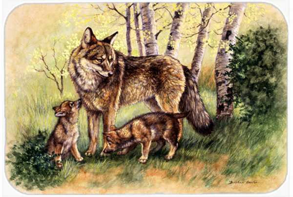 Caroline's Treasures Wolf Wolves Glass Cutting Board
