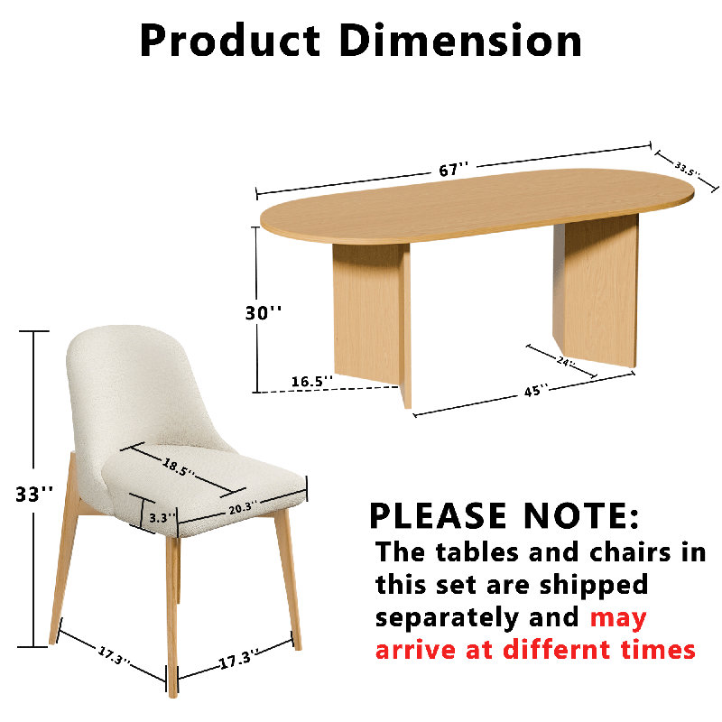 Double Pedestal Dining Table Sets With Upholstered Dining Chairs, 3 Pieces: Table, 2 Chairs, Natural Wood, Natural Wood/White