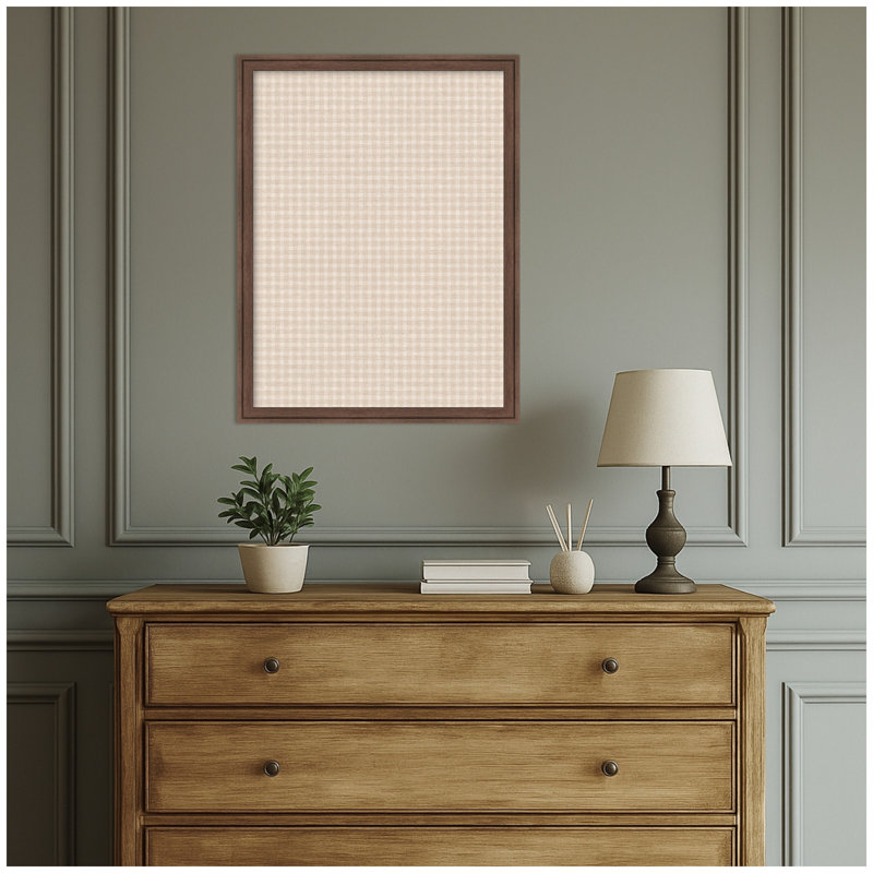 Tableau d'affichage en lin encadré en tissu, Beige, Brun moyen Florence, H 26 po x l 20 po x P 1,25 po