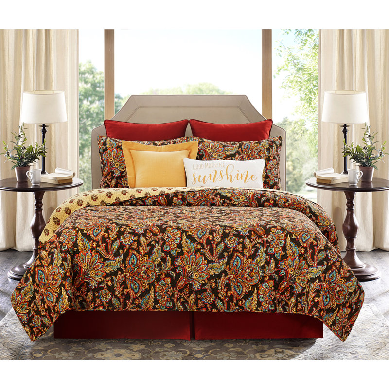 Dorothy Cotton Reversible Quilt Set, Queen Quilt + 2 Shams