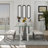Glass Dining Table, 78 inch Silver Dining Room Table, Modern Dining Table for 6-8 People