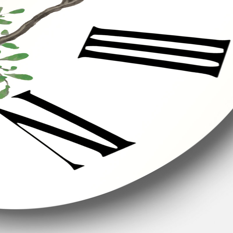 Deux oiseaux chinois sur une branche d'arbre en fleurs - Horloge murale traditionnelle, Surdimensionné