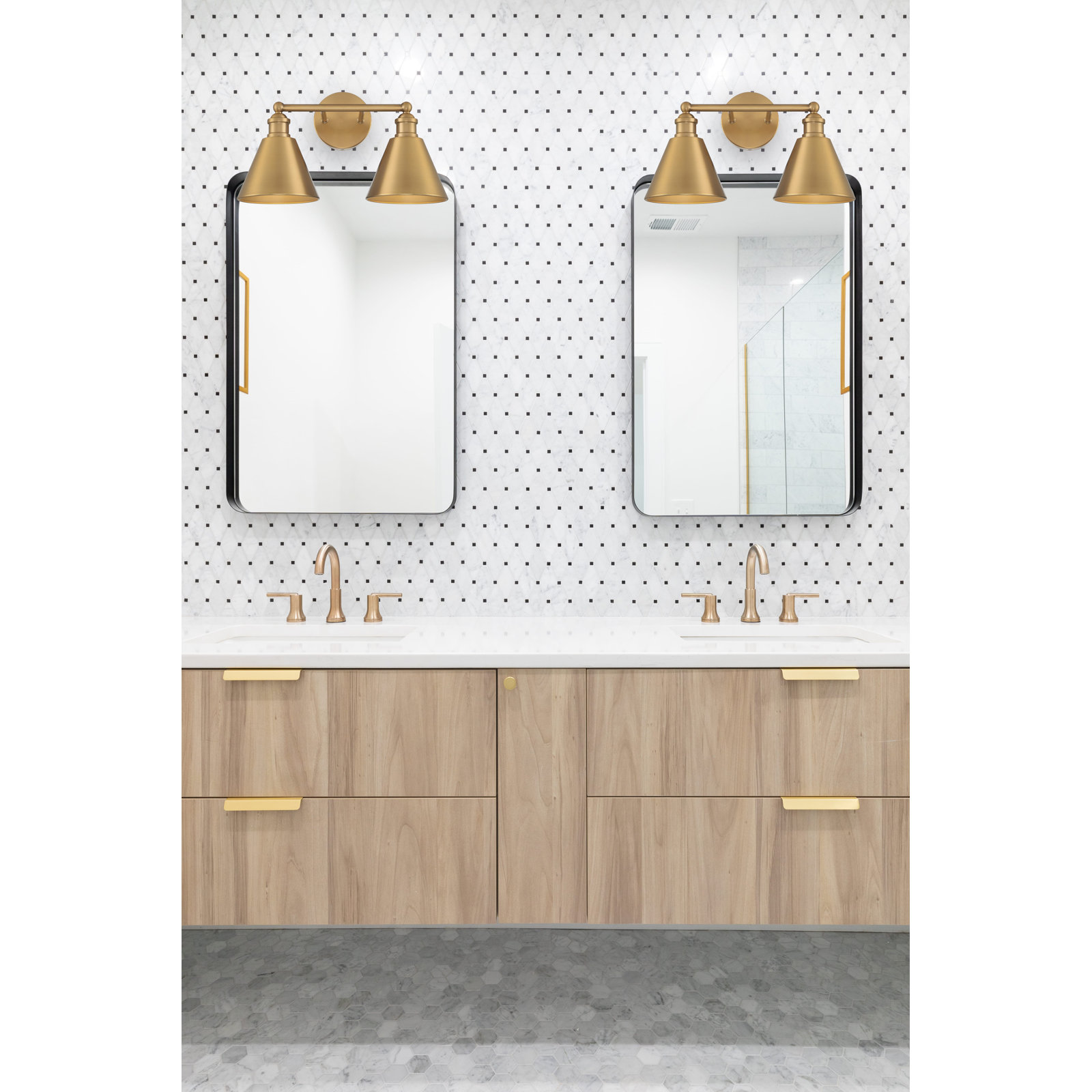 Kera 2 Light Dimmable Vanity Light, Natural Brass