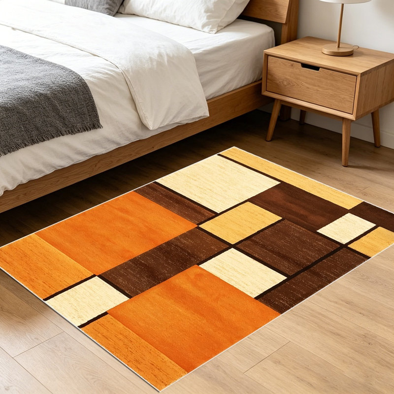 Modern minimalist geometric carpet, living room coffee table mat, bedroom bedside anti-slip mat, washable