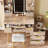 7-Drawer Vanity Desk With LED Mirror & Carved Details