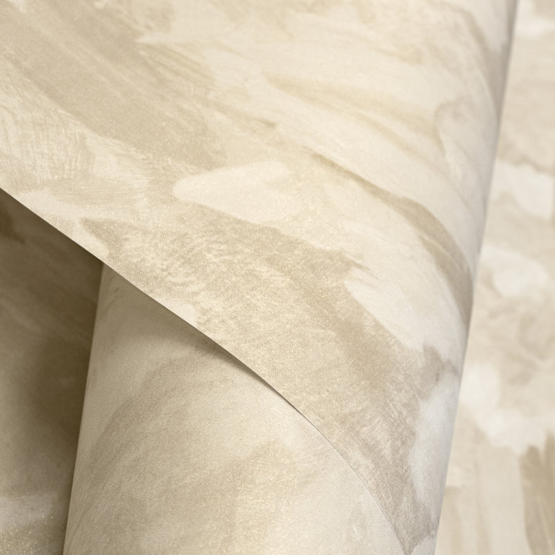 Thaler Abstract Shimmery Plain Paeonia 10.05m x 53cm Wallpaper Roll, Beige