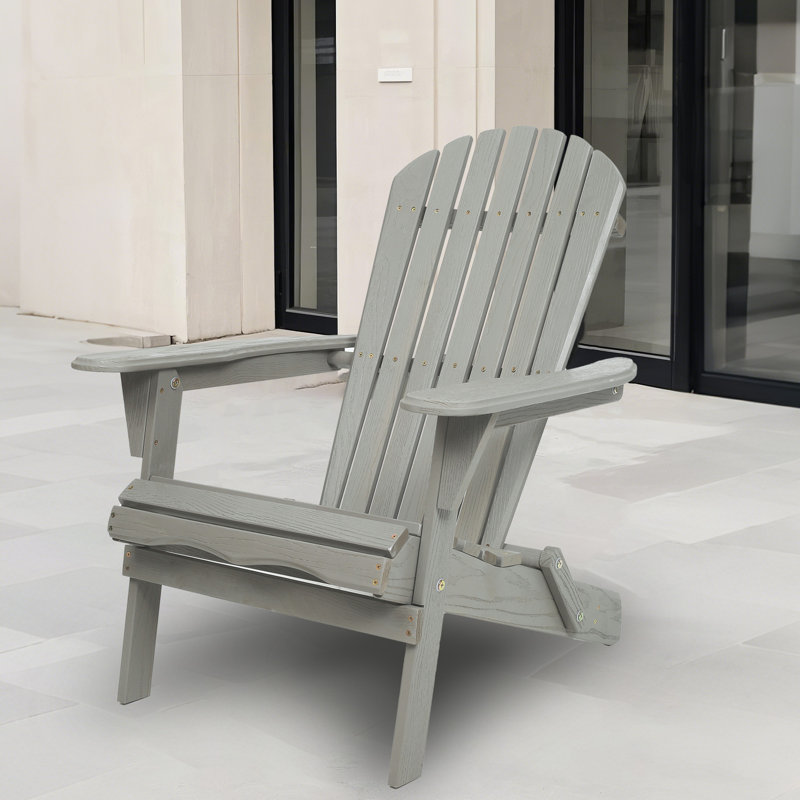 Mobilier d'extérieur gris - Chaise pliante en bois massif gaufré, Gris