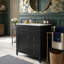 Meuble-lavabo de salle de bain moderne 30 po avec lavabo en céramique, armoire en bois d'hévéa et panneau de fibres à densité moyenne avec tiroir basculant (noir / blanc / gris / vert)-129683406