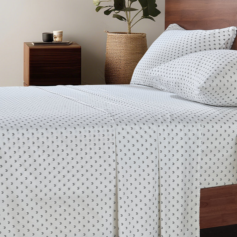Ensemble de draps 100% coton, Ensemble de draps pour très grand lit avec 2 taie, Motif floral noir 2