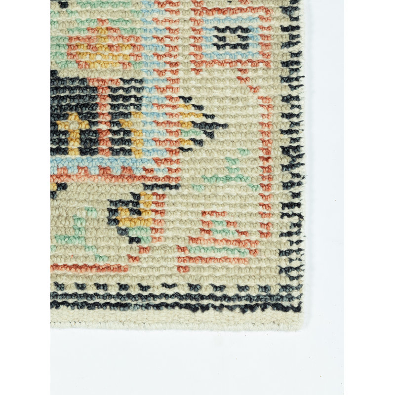 Ophelia Hand Knotted Southwestern Area Rug in Gray/Beige, Rectangle 10' x 14'