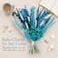 Bouquet de fleurs séchées bleues - 43 cm (17 pouces) - Composition florale bohème en herbes de la pampa naturelles - Centre de table pour la maison