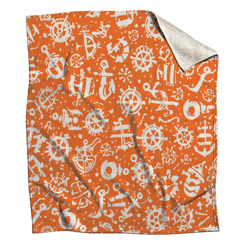 Couvertures orange nautiques, 50in W x 60in H