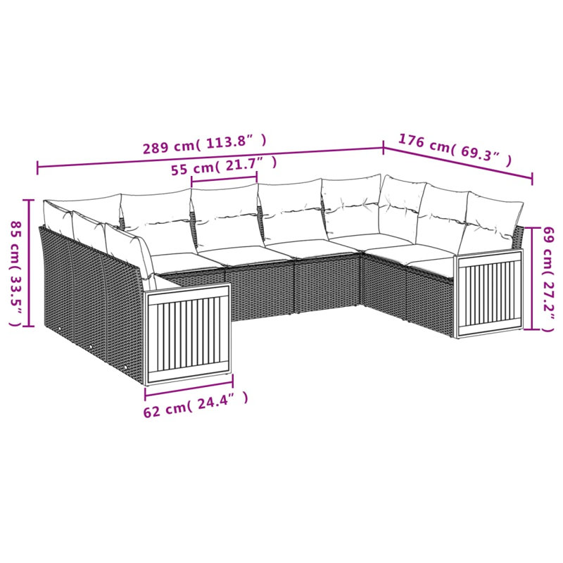 Ensemble de canapé de jardin Vidaxl beige