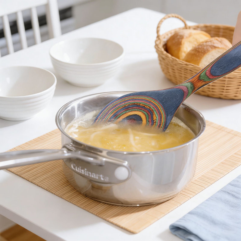 Wooden Cooking Utensils Set - 5 Piece Non-Scratch Kitchen Tools For Non-Stick Cookware, Heat Resistant With Comfortable Grip For Mixing, Flipping And Serving