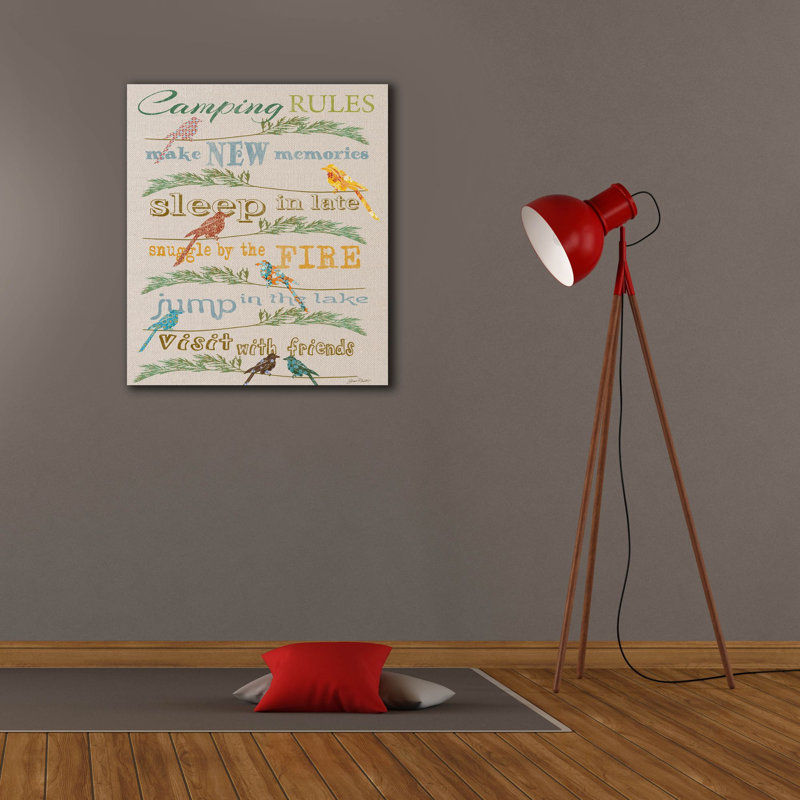 «Camping Rules White Fabric Birds» par Jean Plout, art mural sur toile, 26 po x 30 po, 26"x30"
