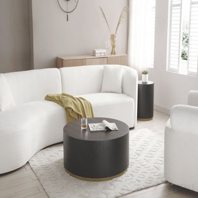 Canapé courbé avec méridienne (2 pièces) - Luxe moderne, Boucle, Orienté à gauche - Blanc