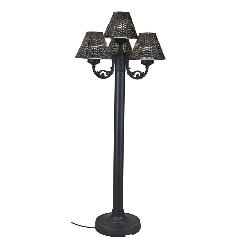 Versailles 63'' Candelabra Floor Lamp, Black, Walnut Wicker