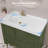 43 Inch Solid Surface Bathroom Vanity Top with Left Side Integrated Sink, 3" Thick Countertop, Raised Edge & 1.38" Backsplash, Waterproof & Easy Install