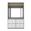 Lit superposé simple avec 4 tiroirs de rangement, tringle, bande lumineuse, tablettes intégrées et panneaux perforés doubles-902967923