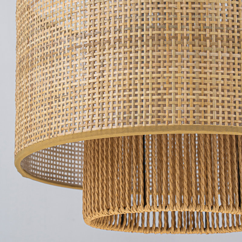 Luminaire suspendu tambour en rotin naturel 1 lumière Bohemian