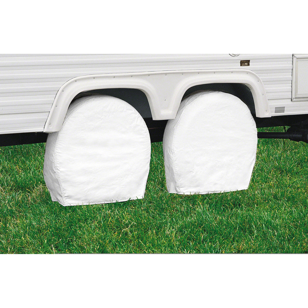 Ayvrie Elastic Mildew Resistant Wheel Cover By Arlmont & Co. (Set of 2) Arlmont & Co. Color: Snow White Size: 27" - 30"