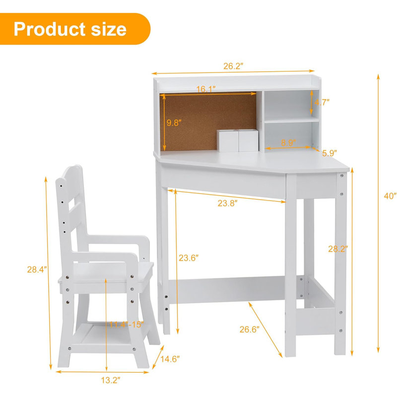 Ensemble de bureau et de chaise de coin pour enfants