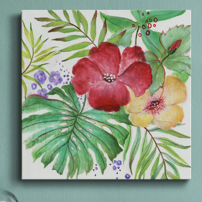Fleurs tropicales - peinture sur toile tendue