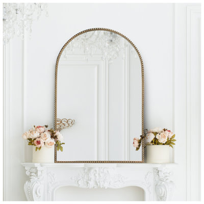 Antique Gold Mirror with Beaded Frame