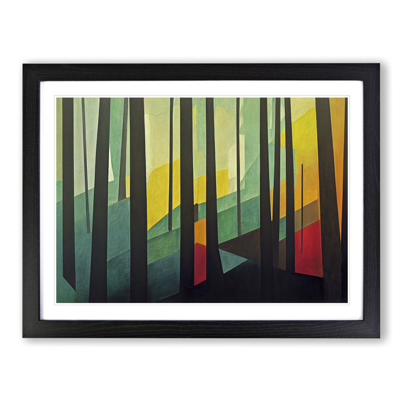 Innovative Abstract Forest - Single Picture Frame Painting, Black, 46cm H x 64cm W x 2cm D