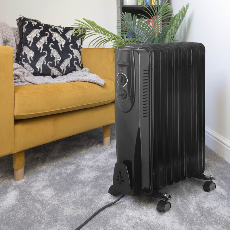 Belfry Heating Reginald Electric Radiator Space Heater with Adjustable Thermostat, 2000, Black