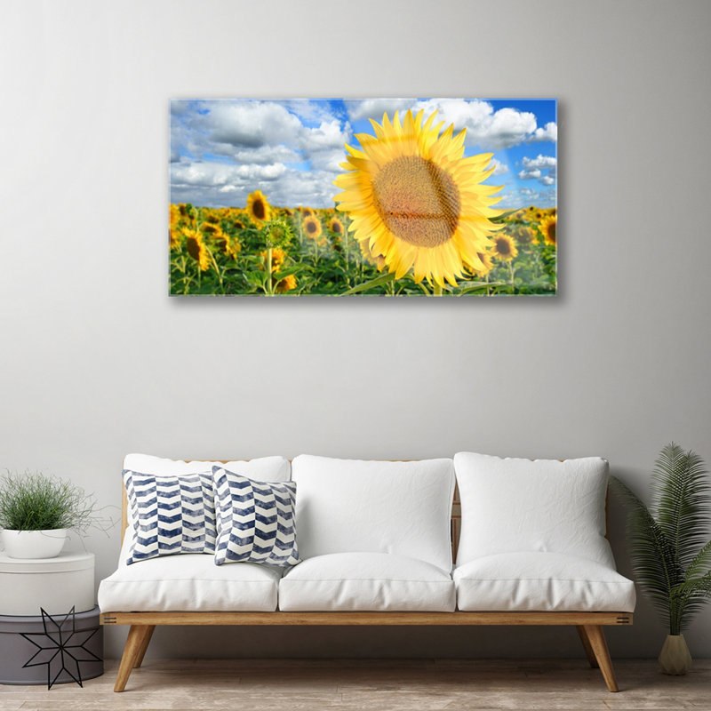 Floral Sunflowers - Unframed Photograph on Glass