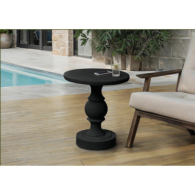 Table d'appoint, h 25 po, intérieur ou extérieur, chambre à coucher, bout, salon, table de chevet, ronde, table d'appoint, noir