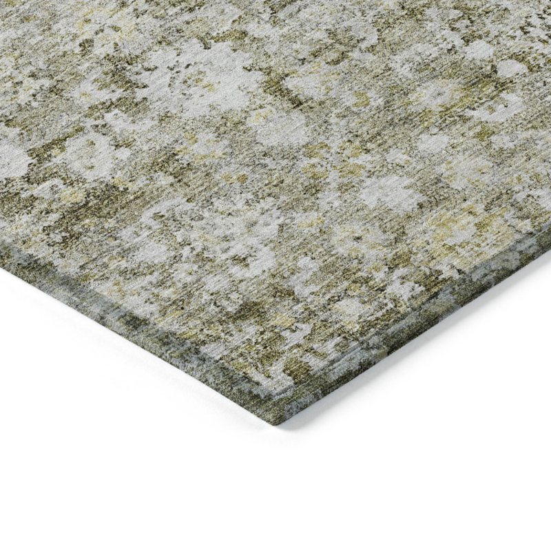 Tapis intérieur / extérieur oriental beige / doré 9 'X 12' Taupe