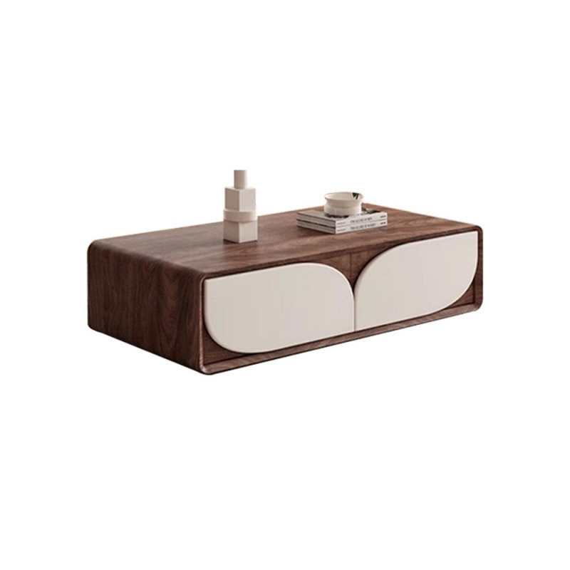 Table basse rectangulaire en bois massif noyer, H 15,75 po x L 43,31 po x l 23,62 po, Noyer