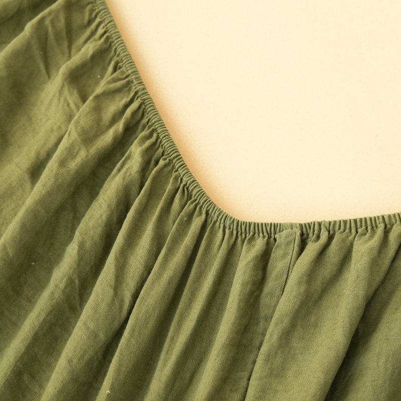 100% Linen Sheets Set, Queen Sheet Set with 2 Pillowcases, Olive Green