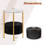 Table d'appoint ronde à 2 niveaux avec panier en tissu amovible et structure en métal