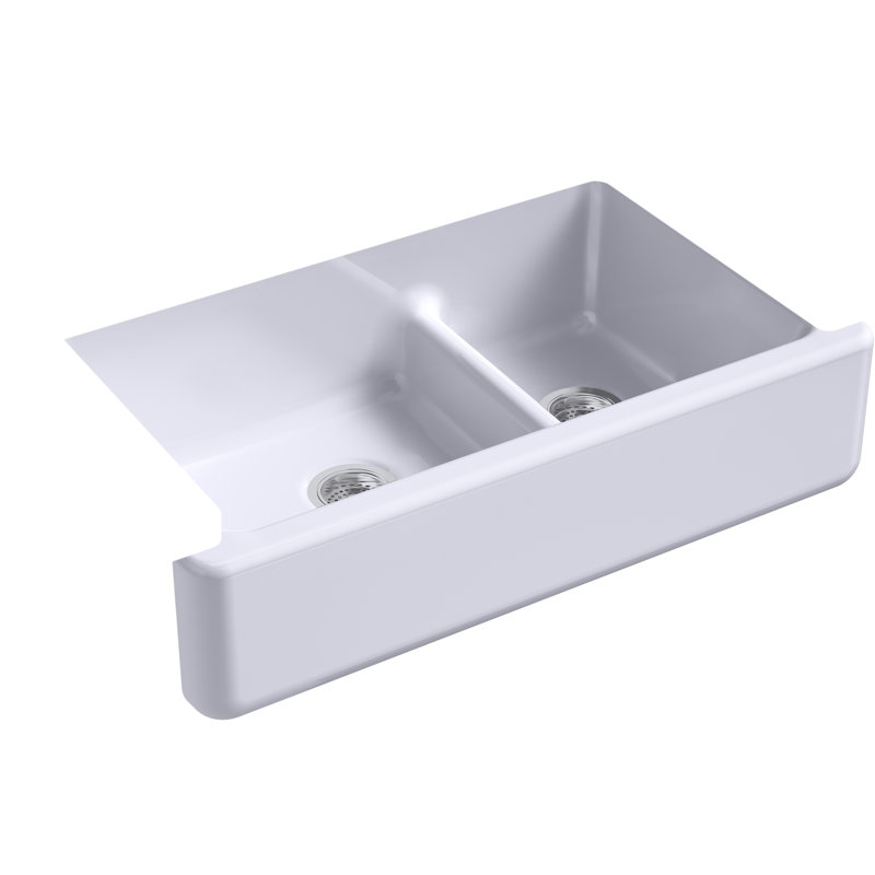 Whitehaven 36" L x 22" W Double Basin Farmhouse Kitchen Sink, Lavender Gray