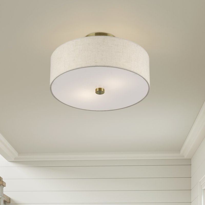 Acree 2 Light Antique Brass Medium Semi-flush, 7.75" H x 13" W x 13" D, 2 Lights