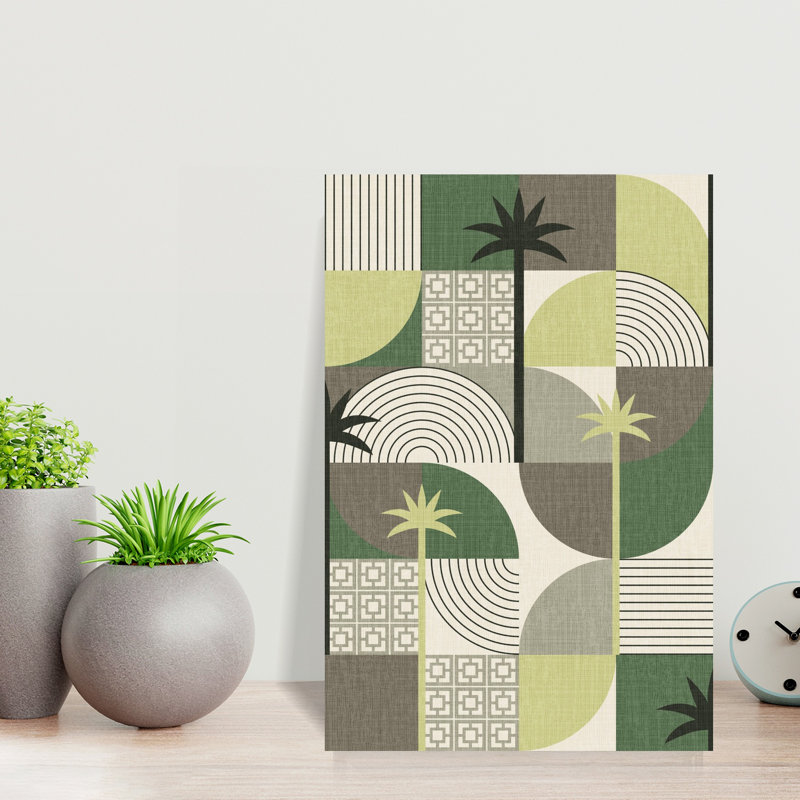 Art contemporain contemporain, art abstrait et abstrait palmier, H 12 po x l 8 po, Vert